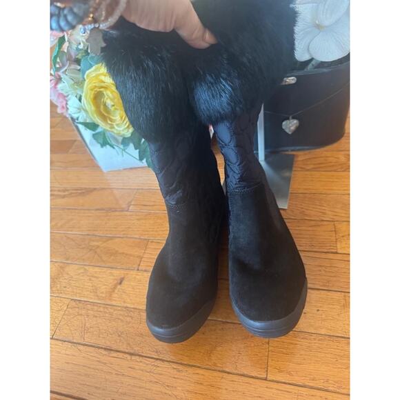 COACH Women's Black seude quilted C rabbit fur Talen Winter Boots 7M (bo1400 - Picture 5 of 9